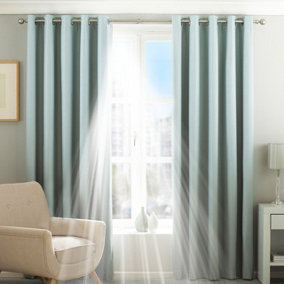 Riva Home Duck Egg Blue Twilight 3-Pass Blackout Eyelet Lined Curtain Pair (W) 117cm x (L) 137cm
