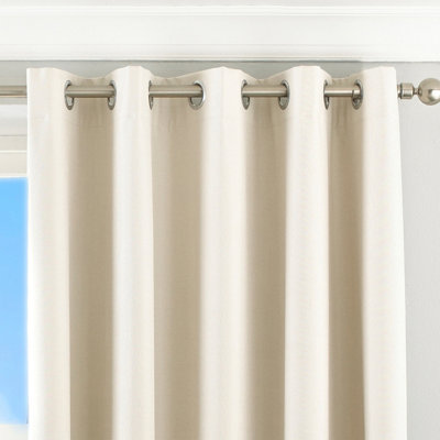 Riva Home Ivory Cream Twilight 3-Pass Blackout Eyelet Lined Curtain Pair (W) 229cm x (L) 137cm