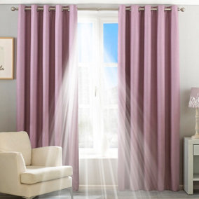 Riva Home Mauve Purple Twilight 3-Pass Blackout Eyelet Lined Curtain Pair (W) 117cm x (L) 137cm