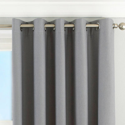 Riva Home Silver Twilight 3-Pass Blackout Eyelet Lined Curtain Pair (W) 229cm x (L) 229cm