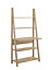 Riva Ladder Bookcase with 5 Tier Shelves & Overhanging Desk Shelf in Oak Effect