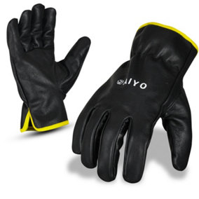 Riva Safety Black Buffalo Leather Gloves Black Buffalo Leather - Leather Back & Thumb /Large - Size 9