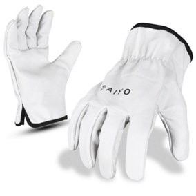 Riva Safety White Buffalo Leather Gloves General handling White Buffalo Leather - Leather Back & Thumb /X Large - Size 10