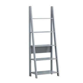 Riva Scandinavian Retro Ladder Bookcase Shelving Shelf Unit Grey 5 Tier