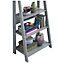 Riva Scandinavian Retro Ladder Bookcase Shelving Shelf Unit Grey 5 Tier