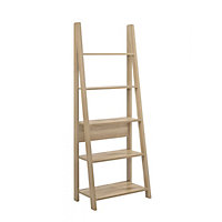 Riva Wooden 5 Tier Ladder Bookcase Shelving Shelf Display Unit Oak Effect