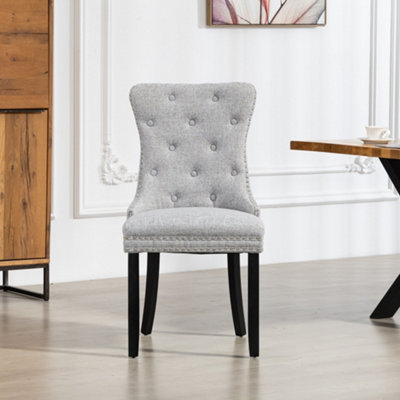 Rivara Fabric Dining Chairs - Set of 2 - Light Grey