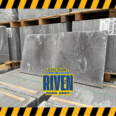 Riven stone Peak Paving slab, 8.1m² (L)450mm (W)450mm Pack of 40 Dark Grey