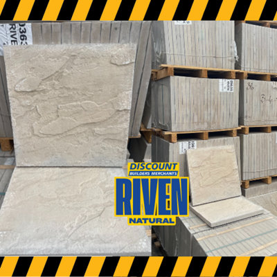 Riven stone Peak Paving slab, 8.1m² (L)450mm (W)450mm Pack of 40 Natural
