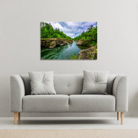 River in mountain forest landscape (Canvas Print) / 101 x 77 x 4cm