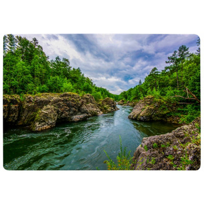 River In Mountain Forest Landscape Designer Special Soft Home Rug
