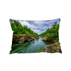 River In Mountain Forest Landscape (Outdoor Cushion) / 30cm x 45cm