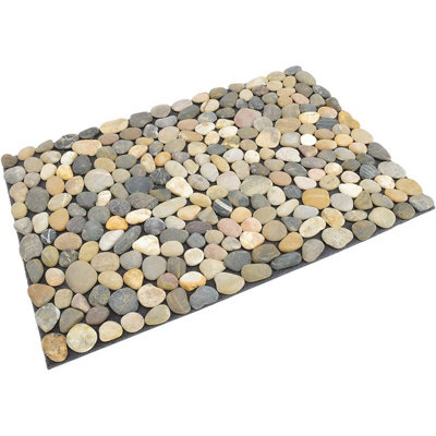 River Rock Door Mat - Durable Indoor or Outdoor Pebble Stone Design Doormat with Weather Resistant Backing - Measures 40 x 59cm