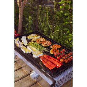 Riviera&Bar 1045 stainless steel with enamel hob Electric BBQ Grill Plancha Temperature control cooks for up tp 10 people