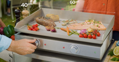 Riviera&Bar 1280 stainless steel Electric BBQ Grill Plancha 2 separate adjustable  temperature controls Cooks for up to 16 people