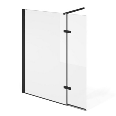 Riviera Black Fixed Bath Screen with Hinged Panel - 3