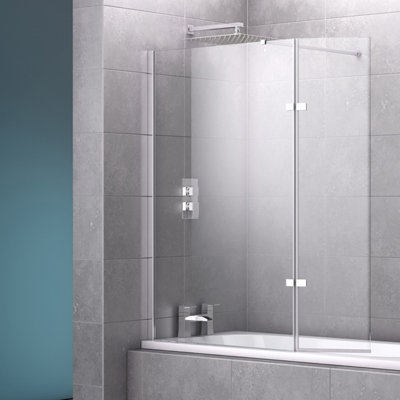 Riviera Black Fixed Bath Screen with Hinged Panel - 4