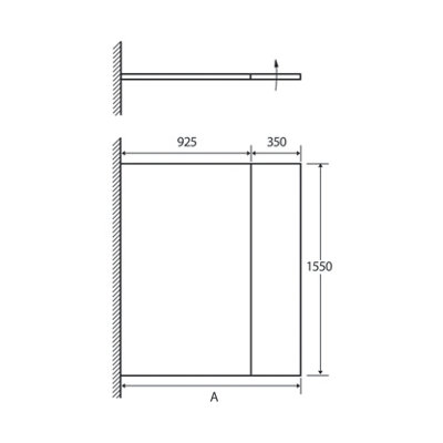Riviera Black Fixed Bath Screen with Hinged Panel - 1