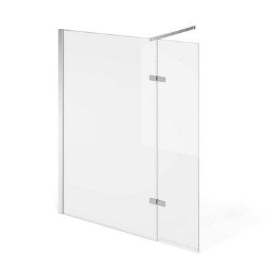 Riviera Chrome Fixed Bath Screen with Hinged Panel