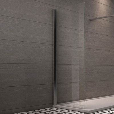 Riviera Chrome Wetroom Walk in Glass Screen End Panel - (W)680mm