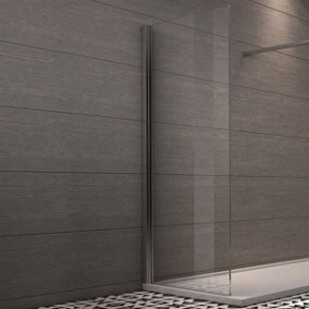 Riviera Chrome Wetroom Walk in Glass Screen End Panel - (W)680mm