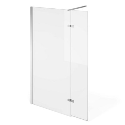 Riviera Chrome Wetroom Walk in Glass Screen with Hinged Panel - (W)600+350mm
