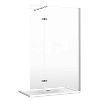 Riviera Chrome Wetroom Walk in Glass Screen with Hinged Panel - (W)800+350mm