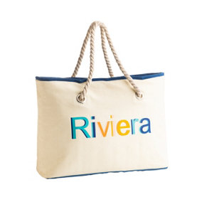Riviera Shoulder Tote Cream with Rope Handles