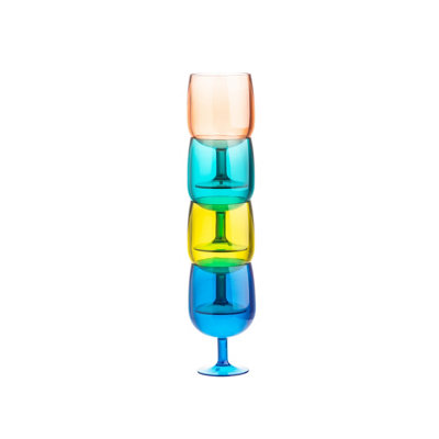 Riviera Stacking Wine Glasses Mixed Colours set of 4