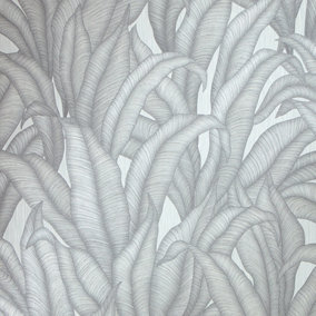 Riviera Tropical Wallpaper in Dark Silver