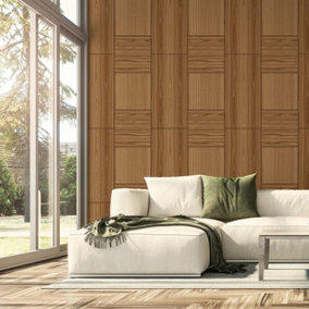 Rivington Wood Panel Wallpaper Dark Oak Belgravia 2510