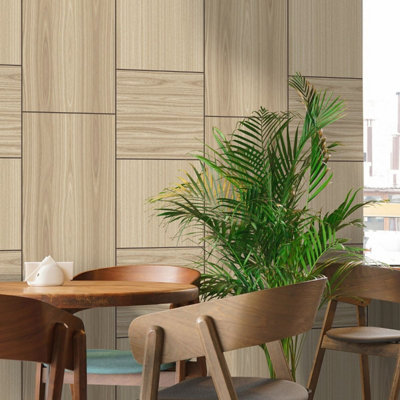Rivington Wood Panel Wallpaper Pale Oak Belgravia 2511