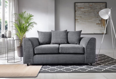 Rivoli  2 Seater Modern Contemporary Jumbo Cord Grey Sofa