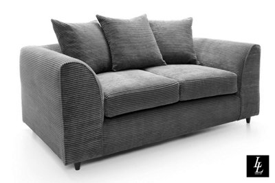 Rivoli  2 Seater Modern Contemporary Jumbo Cord Grey Sofa