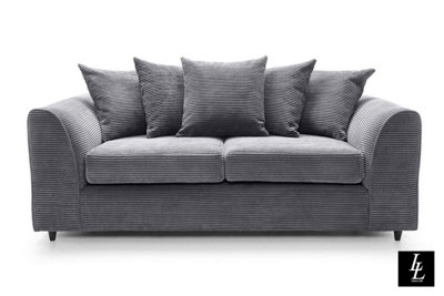 Rivoli 5 Seater Modern Contemporary Jumbo Cord 3+2 Grey Sofa Set 