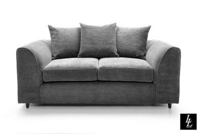 Rivoli  5 Seater Modern Contemporary Jumbo Cord 3+2 Grey Sofa Set - Grey