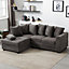 Rivoli L Shape Corner Sofa in Grey Jumbo Cord