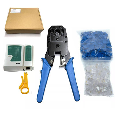 RJ45 Cat5e Cat6 Network Cable Crimping Tool Kit with Ethernet Tester ...