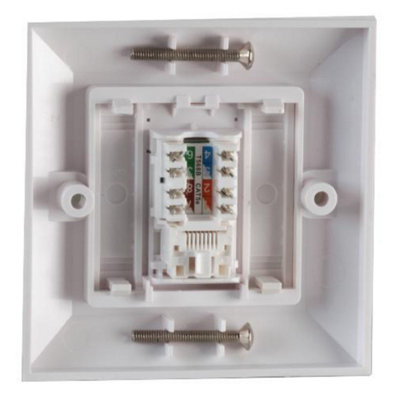 RJ45 CAT5e Faceplate with Single Socket and IDC Keystone Jack Punchdown White - Durable Single Gang Module for Easy Home or Office