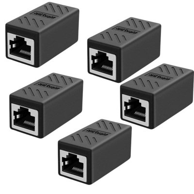 RJ45 Coupler Network Extender Joiner in Black RJ45 Connector LAN cable Adapter RJ45 Coupler Pack 5