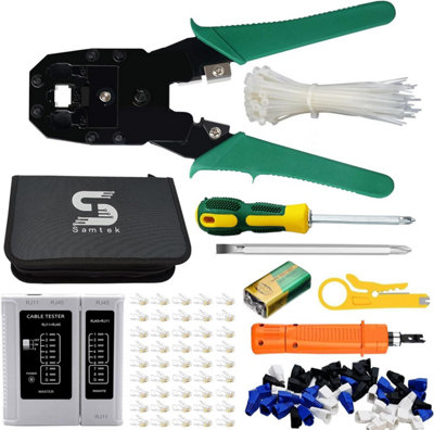 RJ45 Ethernet Network Tool Kit 9-in-1, Cable Tester, Crimper, Cutter ...