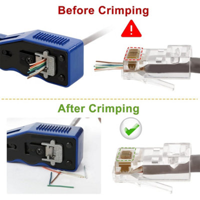 RJ45 EZ Pass Through Crimping Tool Crimper + 110 Connectors LAN Cat 5 ...