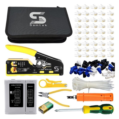 RJ45 Pass Through Crimping Tool Kit, All-in-One Ethernet Network Cable ...