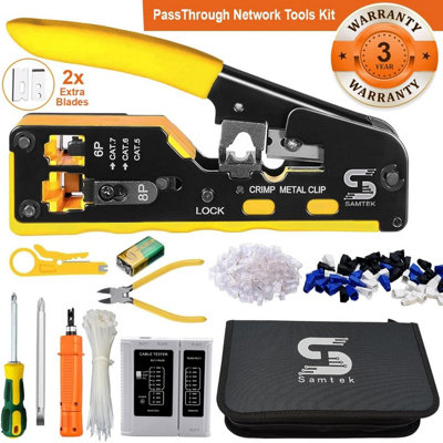 RJ45 Pass Through Crimping Tool Kit All-in-One Ethernet Network Crimper ...