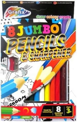 RMS 8 Jumbo Pencils with Sharpener, Large Graphite Pencils for Kids ...