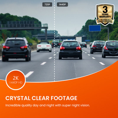 Road Angel Halo Drive Dash Cam, 2K 1440p Camera, with Super Night View, Built-In Wi-Fi, Parking Mode with Hard Wire Kit