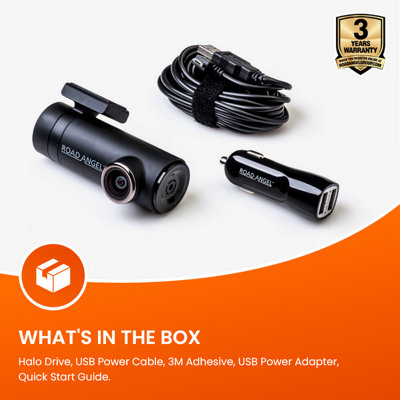 Road Angel Halo Drive Dash Cam, 2K 1440p Camera, with Super Night View, Built-In Wi-Fi, Parking Mode with Hard Wire Kit