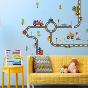 Road Network Wall Sticker Pack Children's Bedroom Nursery Playroom Décor Self-Adhesive Removable