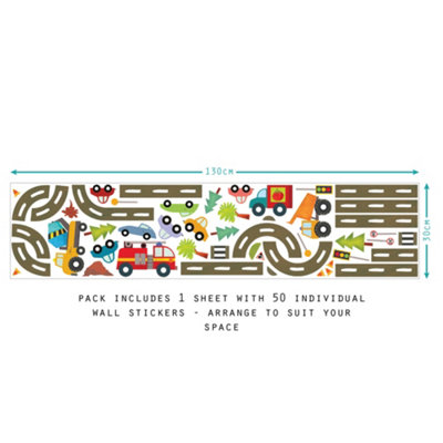 Road Network Wall Sticker Pack Children's Bedroom Nursery Playroom Décor Self-Adhesive Removable