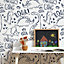 Roarsome Wallpaper In Navy And White